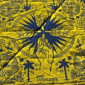 End Overdose Yellow and Blue Bandana 22x22in